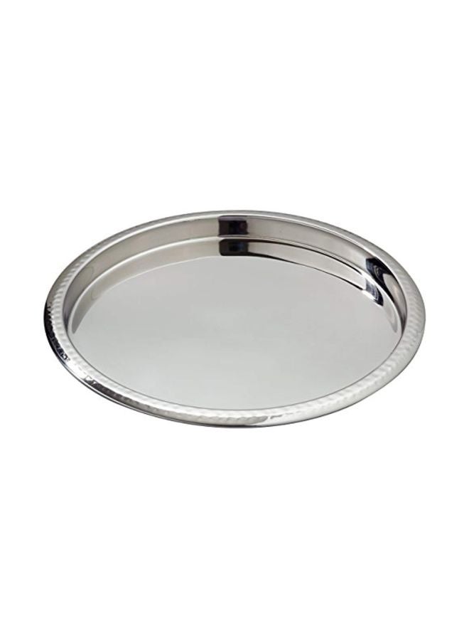 إليجانس صينية من الستانلس ستيل بحافة مشكلة بالطرق فضي 14بوصة