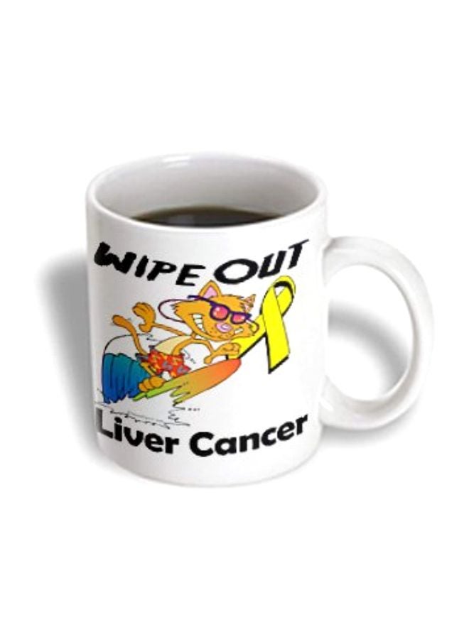 3Dروز مج سيراميك بطبعة عبارة "Wipe Out Liver Cancer" ووشاح توعية أبيض/أصفر/أسود - Image 2