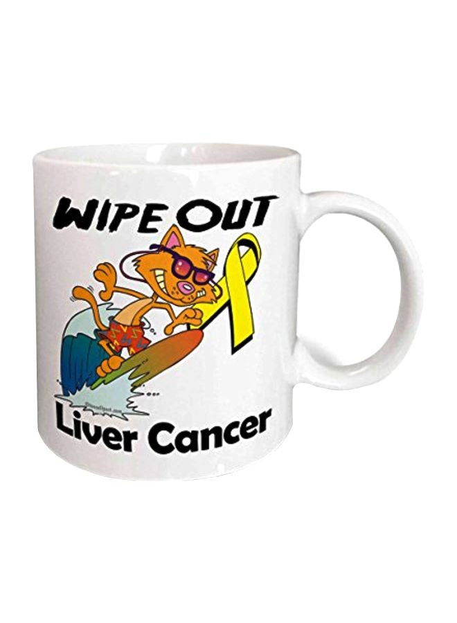 3Dروز مج سيراميك بطبعة عبارة "Wipe Out Liver Cancer" ووشاح توعية أبيض/أصفر/أسود - Image 1