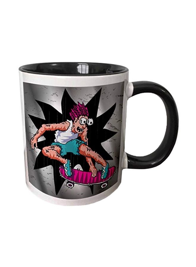 3Dروز مج من السيراميك بطبعة ولد على لوح تزلج أبيض/ رمادي/ وردي