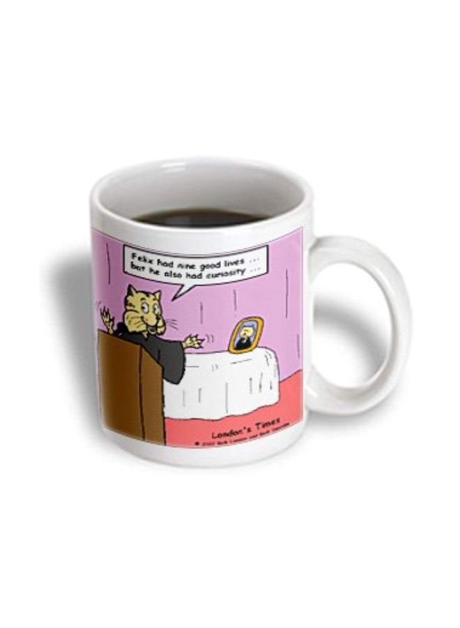 3DROSE Cat With Apologies To Elton John Printed Ceramic Mug White/Brown/Purple - Image 2