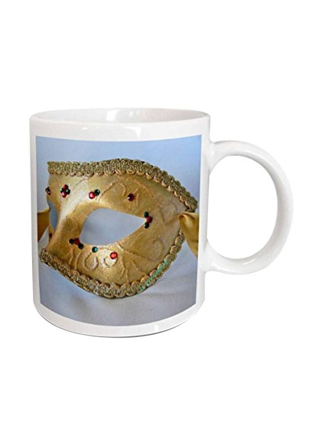 3DROSE Masquerade In Antique Printed Ceramic Mug White/Blue/Gold - Image 1