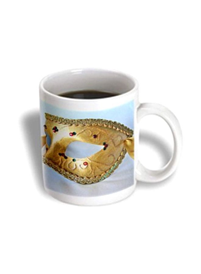 3DROSE Masquerade In Antique Printed Ceramic Mug White/Blue/Gold - Image 2