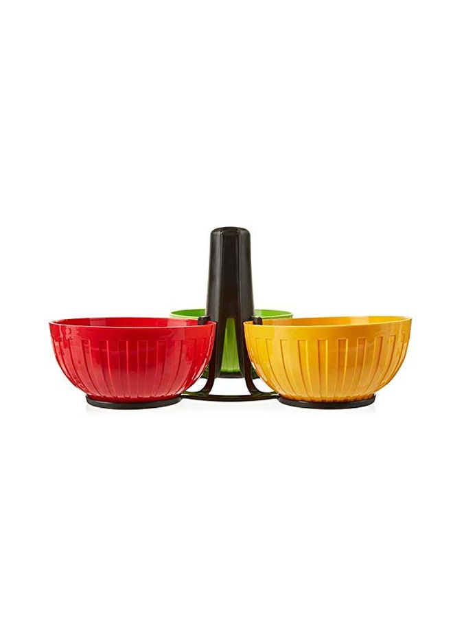 أرو هوم بروداكتس طقم سلطانية للسلطة ومزود بأدوات التقديم 3-قطع أحمر/ أصفر/أخضر 11x10x5.5بوصة - Image 2