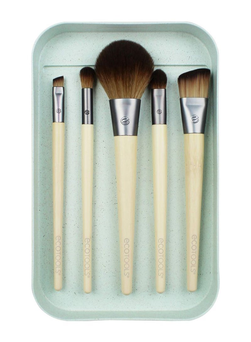 Ecotools 5-Piece Start The Day Beautifully Makeup Brush Set Beige/Silver/Brown  - Image 1