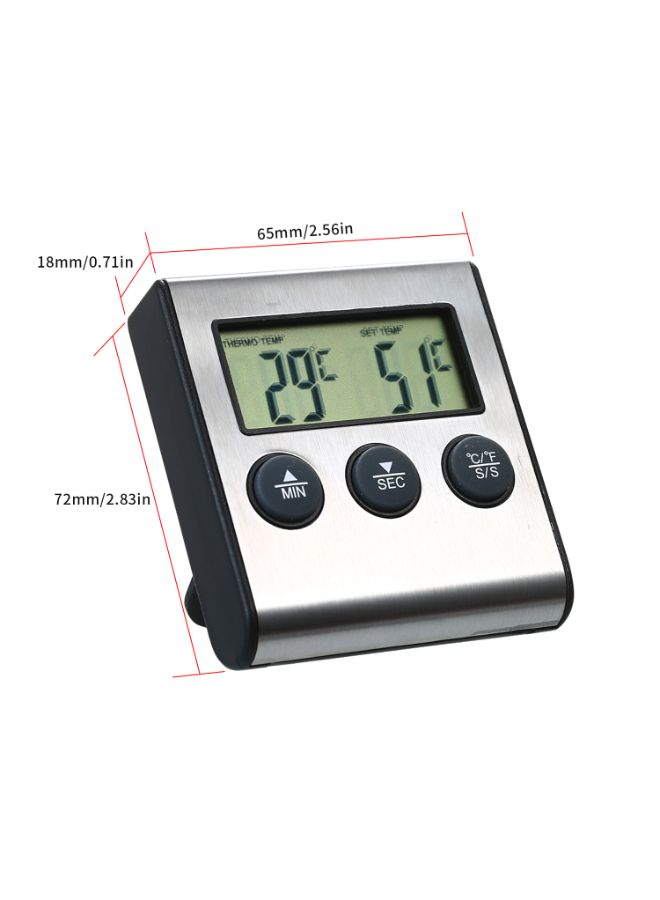 مقياس درجة حرارة الطعام مزود بشاشة LCD أسود/ فضي 2.56 x 2.83 x 0.71بوصة