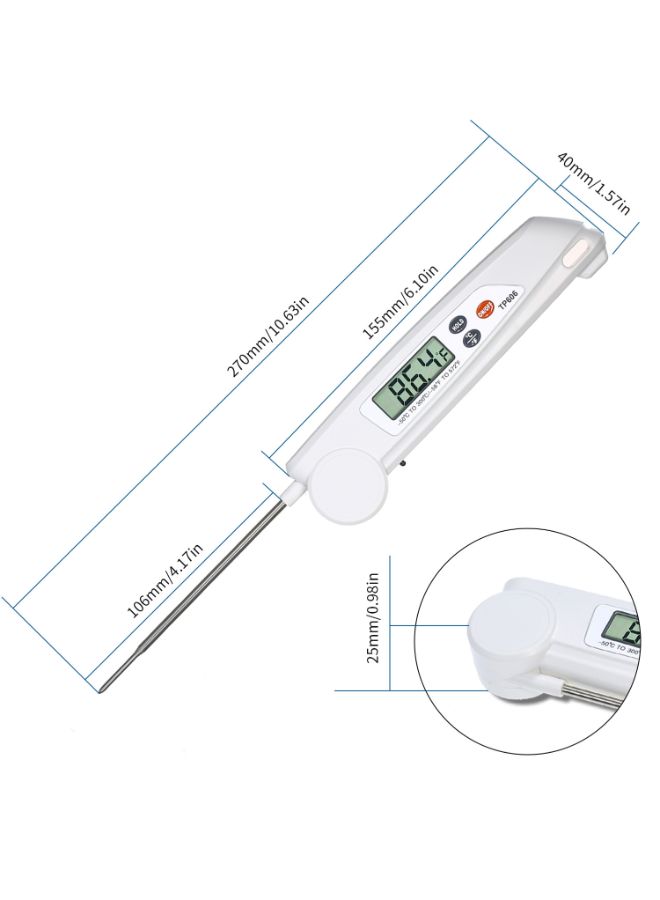 مقياس حرارة للطعام مزود بشاشة LCD أبيض 10.63 x 1.57بوصة  - Image 3
