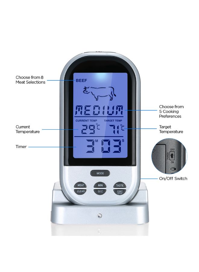 Wireless Meat Thermometer Grey/Black - Image 2