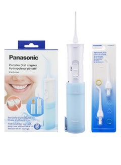 Portable Dental Electric Water Flosser With Nozzle Blue/White