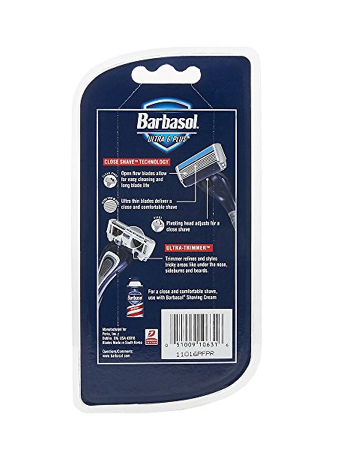 Barbasol Pack Of 3 Ultra 6 Plus Disposable Razor Blue/Silver 1.37X8.47X4.33 - Image 3