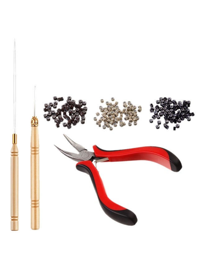 مايتيز مجموعة أدوات لوصلات الشعر مزودة بخطاف سحب وخرز مكونة من 1500 قطعة بني/أسود 1.25 x 1.25 x 7سم - Image 1