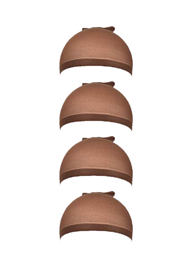 فندامي طقم جوارب من النايلون المطاطي توضع على الرأس من اجل الشعر المستعار ، مكون من 4 قطع . بني غامق 2.8X0.98X2.9