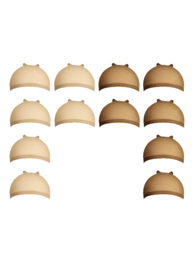 فندامي مجموعة قبعات شعر مستعار مطاطية مصنوعة من النايلون مكون من 6 قطع بني 2.8X0.98X2.9