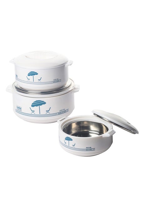 3-Piece Plastic Hotpot Food Saver Set White 2.5Liters