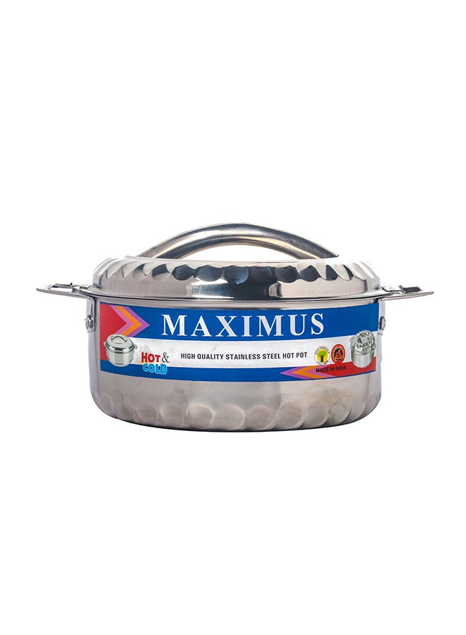 ماكسيما حافظة طعام من الستانلس ستيل بتصميم قدر لحفظ الحرارة فضي 3.5لترات