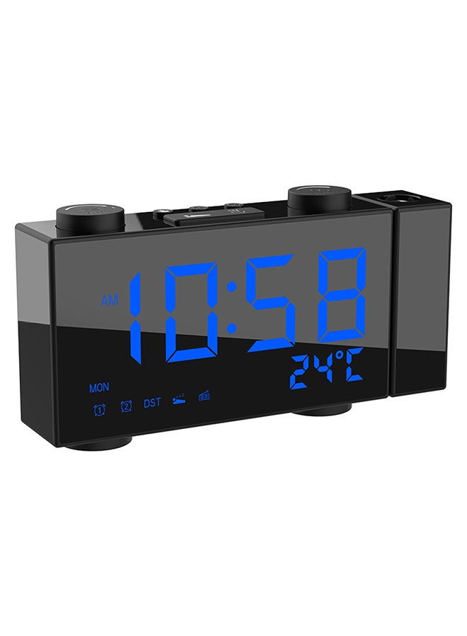 Digital Fm Projection Radio Alarm Clock Black 6inch
