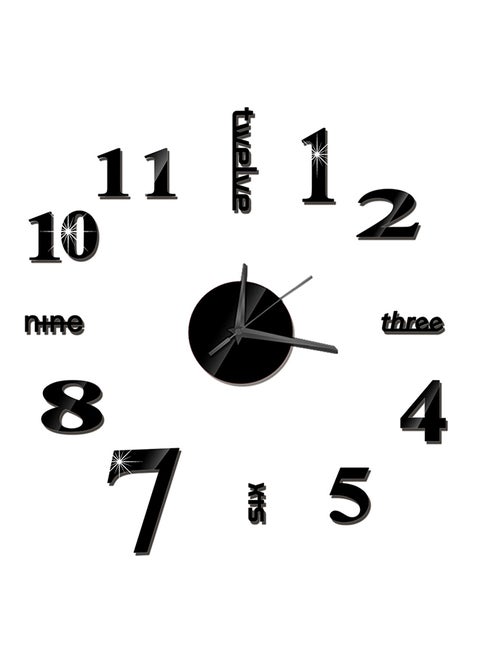 Frameless Diy Wall Clock Black 14 x 7cm