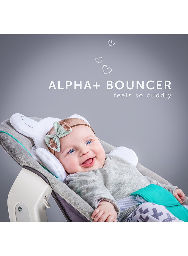 hauck - Alpha Bouncer 2 - In - 1 Newborn Set, Cosy Baby Rocker From Birth, Compatible With Wooden Grow - Along High Chair Alpha+, Beta+, Seat Minimizer, Hearts Grey - Image 1
