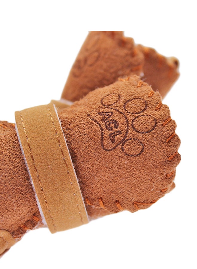 طقم حذاء بوت للثلج مزين بفراء مكون من 4 قطع بلون القهوة 5x4.3سم - Image 2