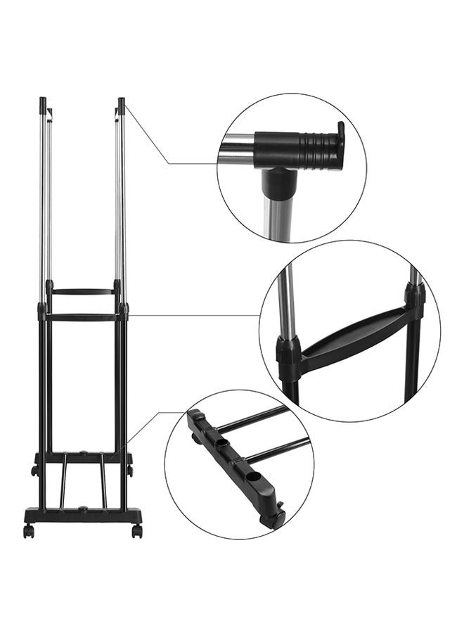 2-Pole Garment Rack Silver/Black 126x64x170cm  - Image 3