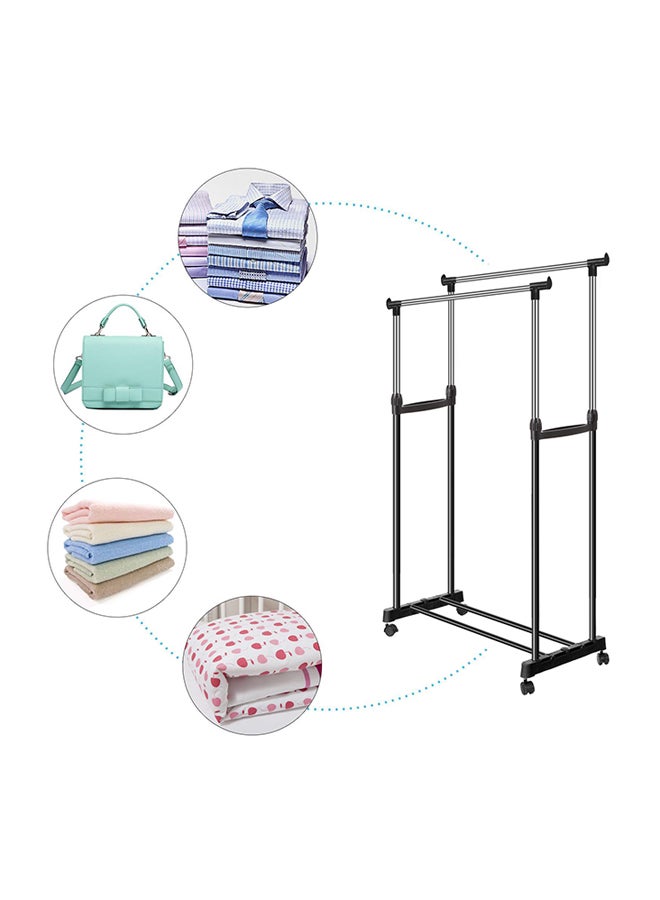 2-Pole Garment Rack Silver/Black 126x64x170cm  - Image 5