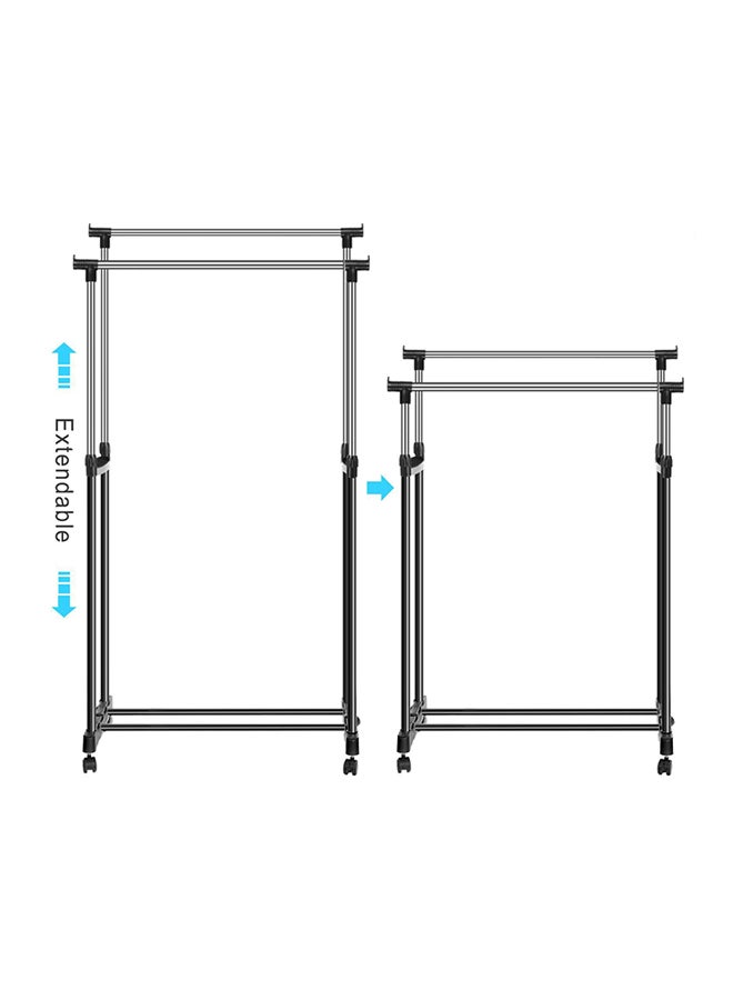 2-Pole Garment Rack Silver/Black 126x64x170cm  - Image 4