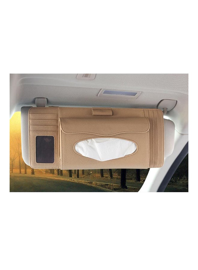 مُنظِّم مصنوع من الجلد بجيوب متعددة يُثبّت على لوح حجب الشمس في السيارة - Image 2