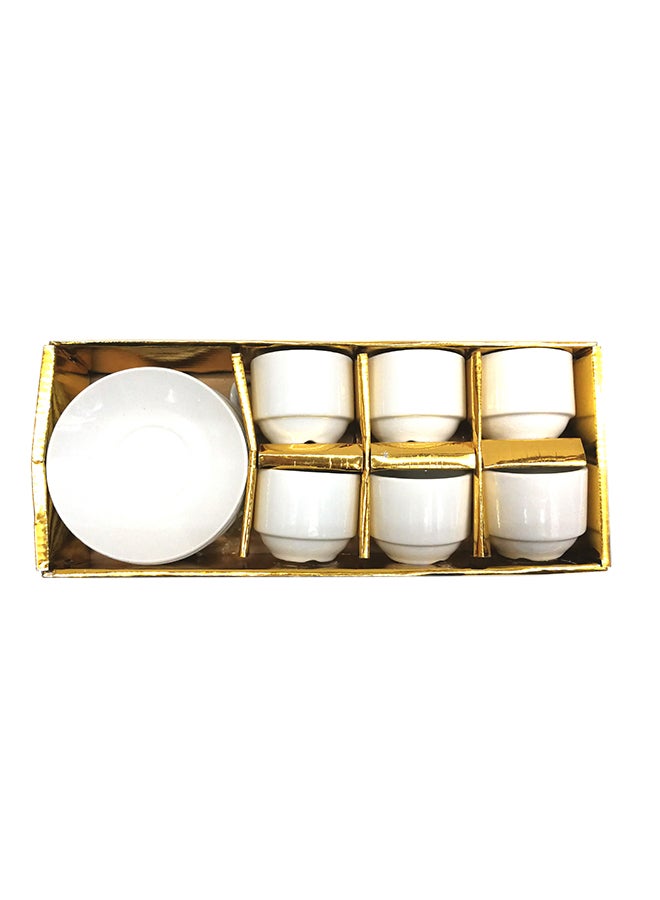 6-Piece Espresso Cup Saucer White Ceramic 90ml - Image 4