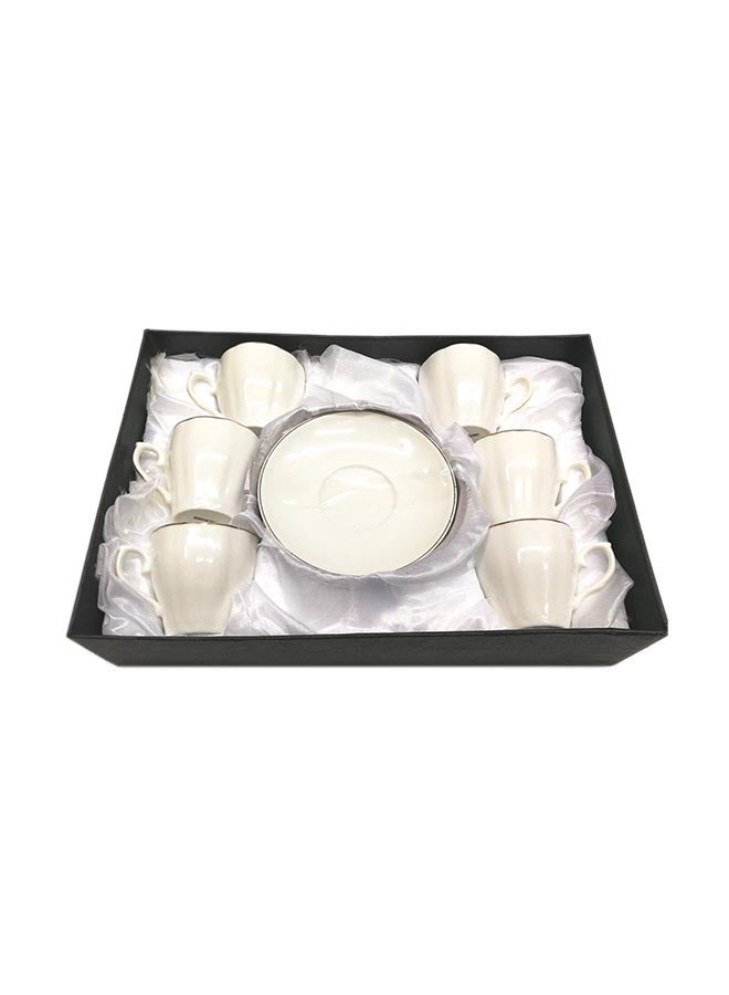 12-Piece Cup And Saucer Set White 90ml - Image 2