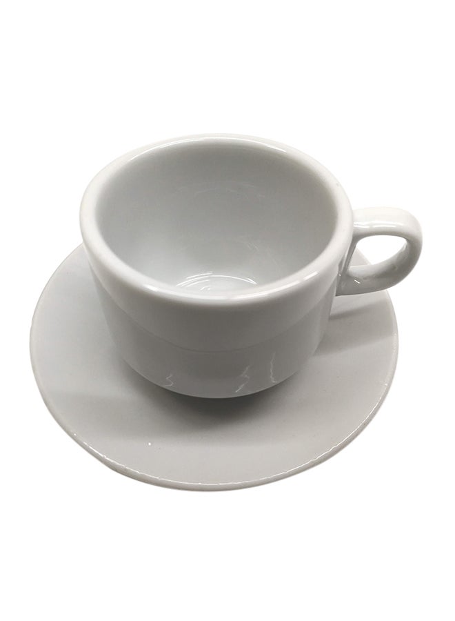 6-Piece Espresso Cup Saucer White Ceramic 90ml - Image 3