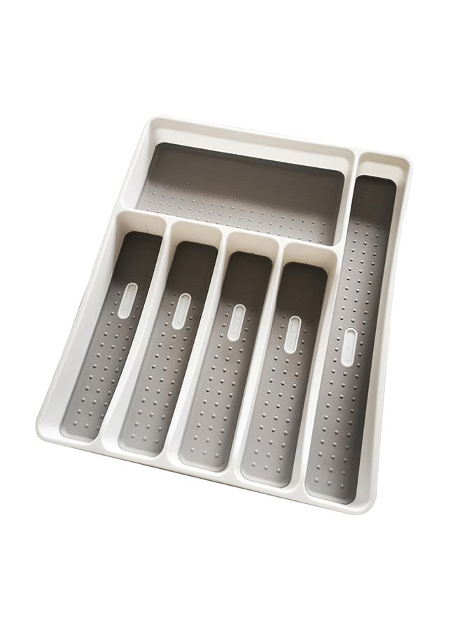 6 Section Cutlery Drawer Organizer Grey 32x4.5x40centimeter  - Image 1