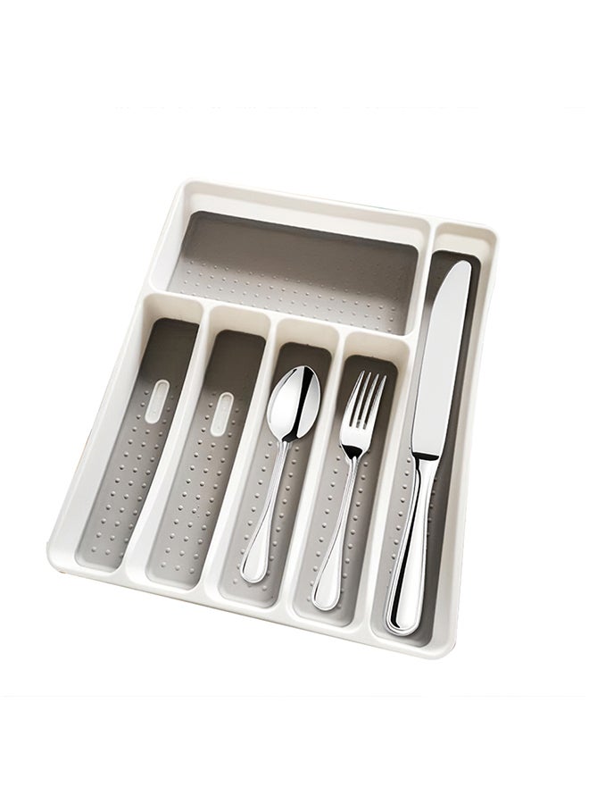 6 Section Cutlery Drawer Organizer Grey 32x4.5x40centimeter  - Image 4