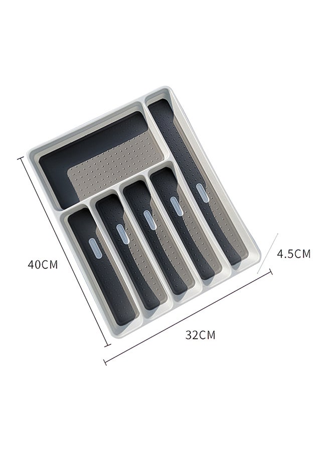 6 Section Cutlery Drawer Organizer Grey 32x4.5x40centimeter  - Image 3