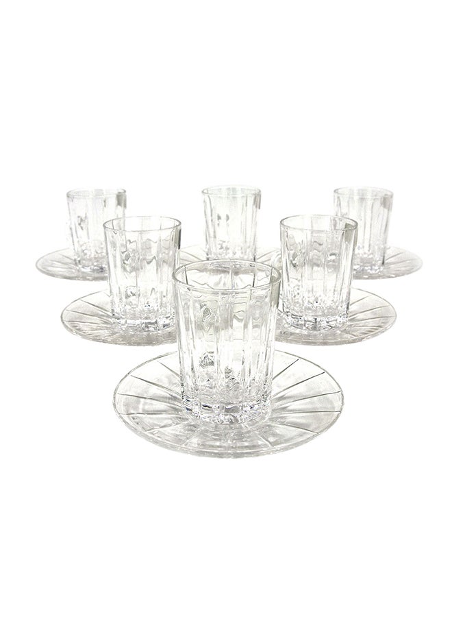 12-Piece Estican Tea Cup With Saucer Set Clear 20x38x7centimeter