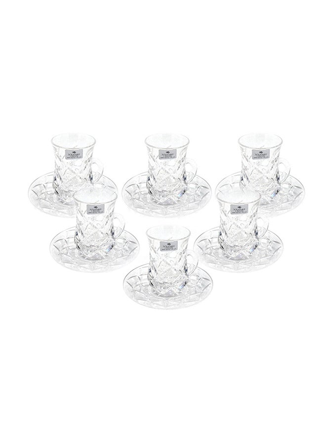 12-Piece Estican Tea Cup With Saucer Set Clear