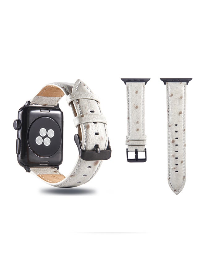 سوار ساعة يد رقمية من الجلد لساعة أبل سيريز 3/2/1 مقاس 42 مم أبيض - Image 2