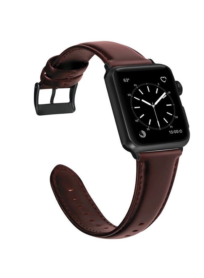 Generic - Leather Digital Watch Band For Apple Watch Series 5/4 40Mm/3/2/1 38Mm Coffee - Image 1