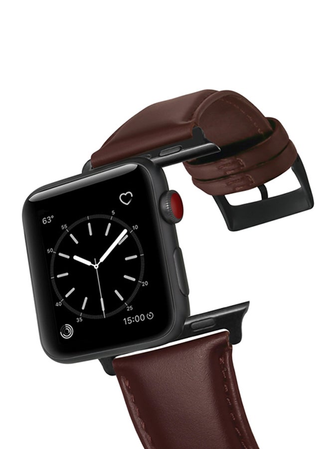 Generic - Leather Digital Watch Band For Apple Watch Series 5/4 40Mm/3/2/1 38Mm Coffee - Image 1