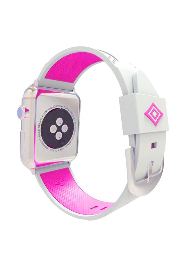 Replacement Band For Apple Watch 38mm Magenta / White - Image 2