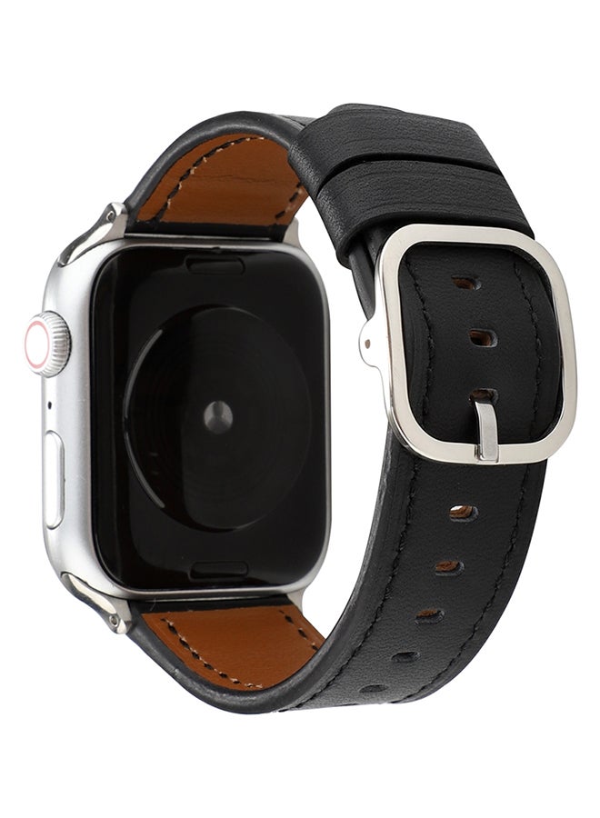 Leather Digital Watch Band For Apple Watch Series 5/4 40Mm/3/2/1 38Mm Black