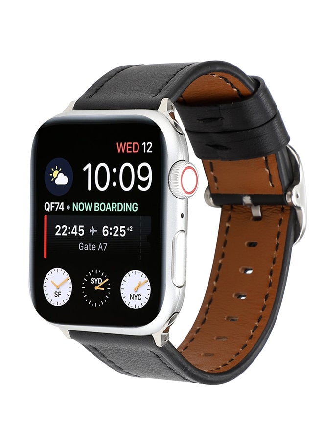 Leather Digital Watch Band For Apple Watch Series 5/4 40Mm/3/2/1 38Mm Black
