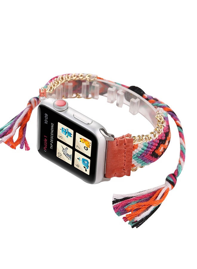 سوار ساعة يد رقمية من الجلد لساعة أبل الذكية سيريز 3/2/1 مقاس 42 مم متعدد الألوان - Image 4