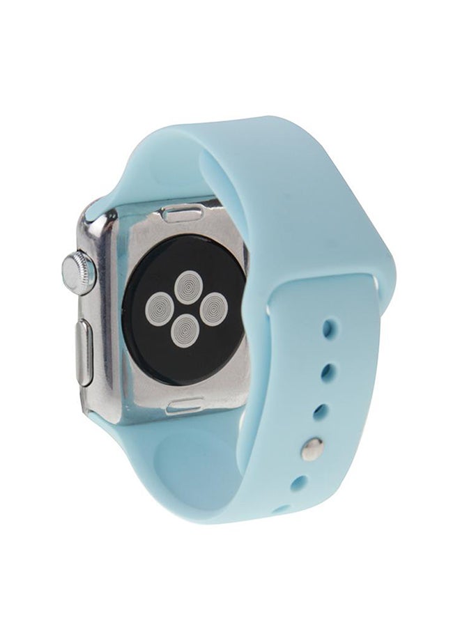 High-Performance Rubber Sport Watch Band With Pin-And-Tuck Closure For Apple Watch Sport 38Mm Baby Blue - Image 3