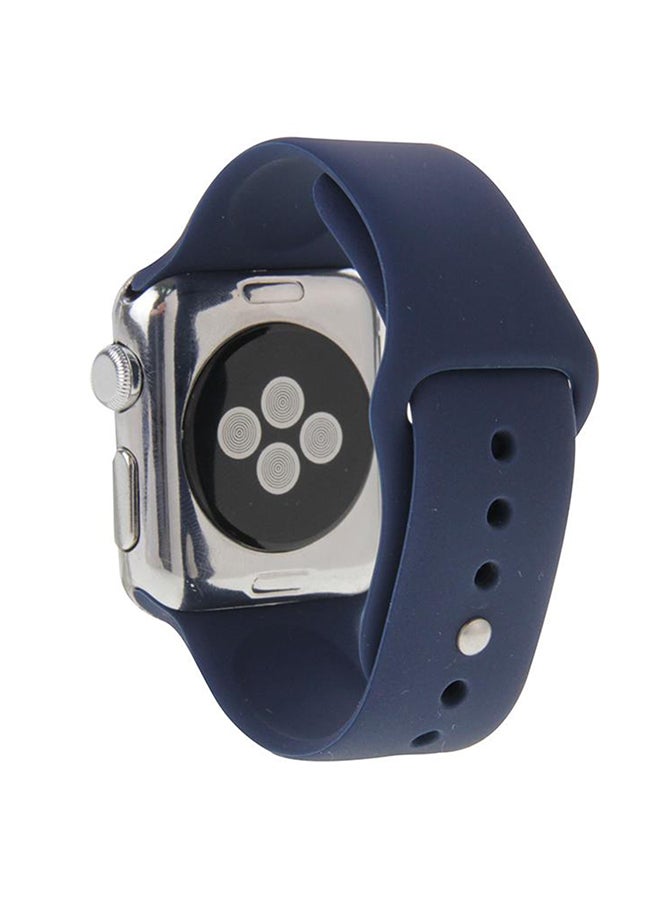 High-Performance Longer Rubber Sport Watch Band With Pin-And-Tuck Closure For Apple Watch Sport 42Mm Dark Blue - Image 3