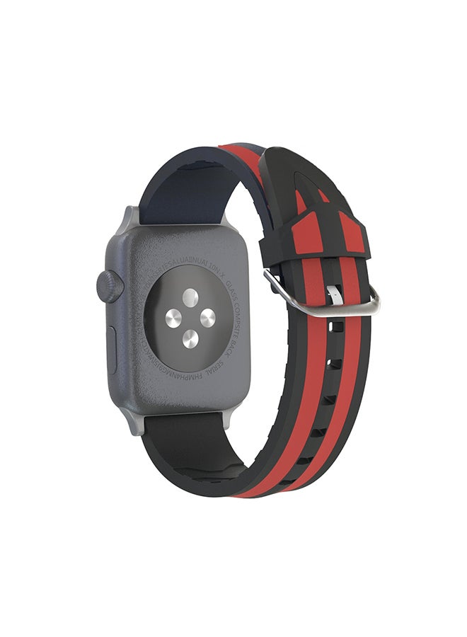 Fashion Double Stripes Pattern Silicone Watch Strap For Apple Watch Series 3/2/1 42mm Multicolour - Image 2