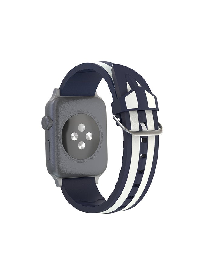 Fashion Double Stripes Pattern Silicone Watch Strap For Apple Watch Series 3/2/1 42mm Multicolour - Image 2