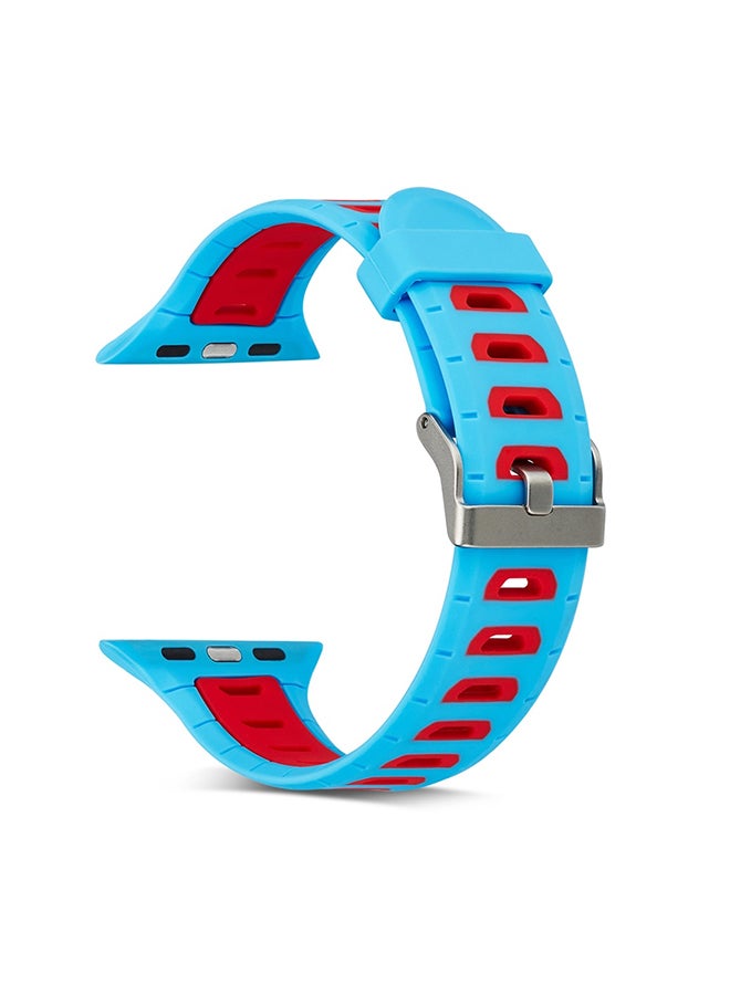 Two Color Silicone Band For Apple Watch Series 3/2/1 42mm Blue - Image 2