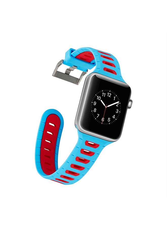 Two Color Silicone Band For Apple Watch Series 3/2/1 42mm Blue - Image 3