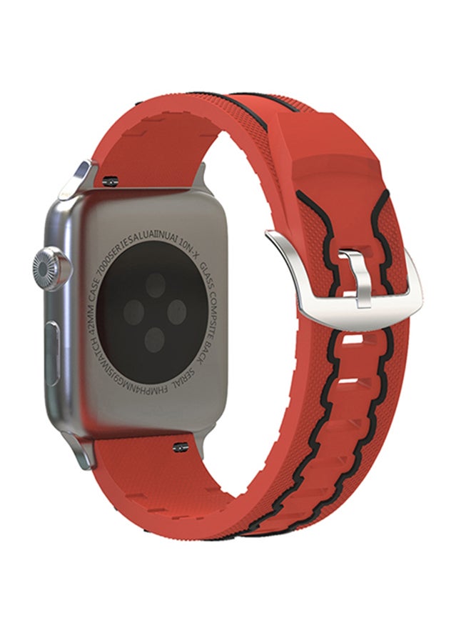 Electrocardiogram Pattern Silicone Strap For Apple Watch Series 3/2/1 42mm Red - Image 2