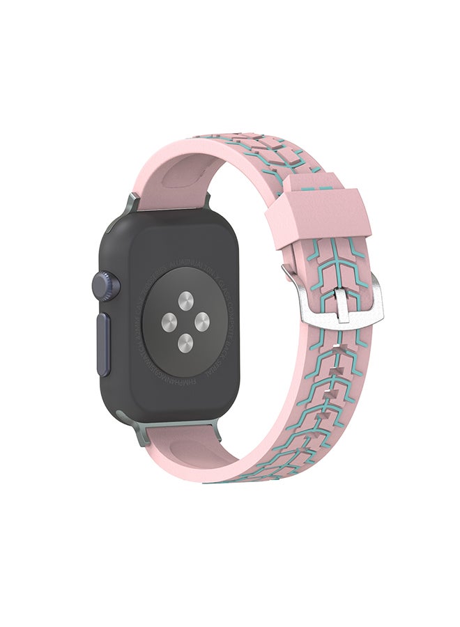 Fishbone Pattern Silicone Strap For Apple Watch Series 3/2/1 42mm Pink - Image 2